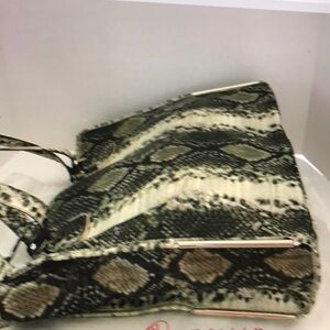 Snake Print Tote Bag in Black and Cream